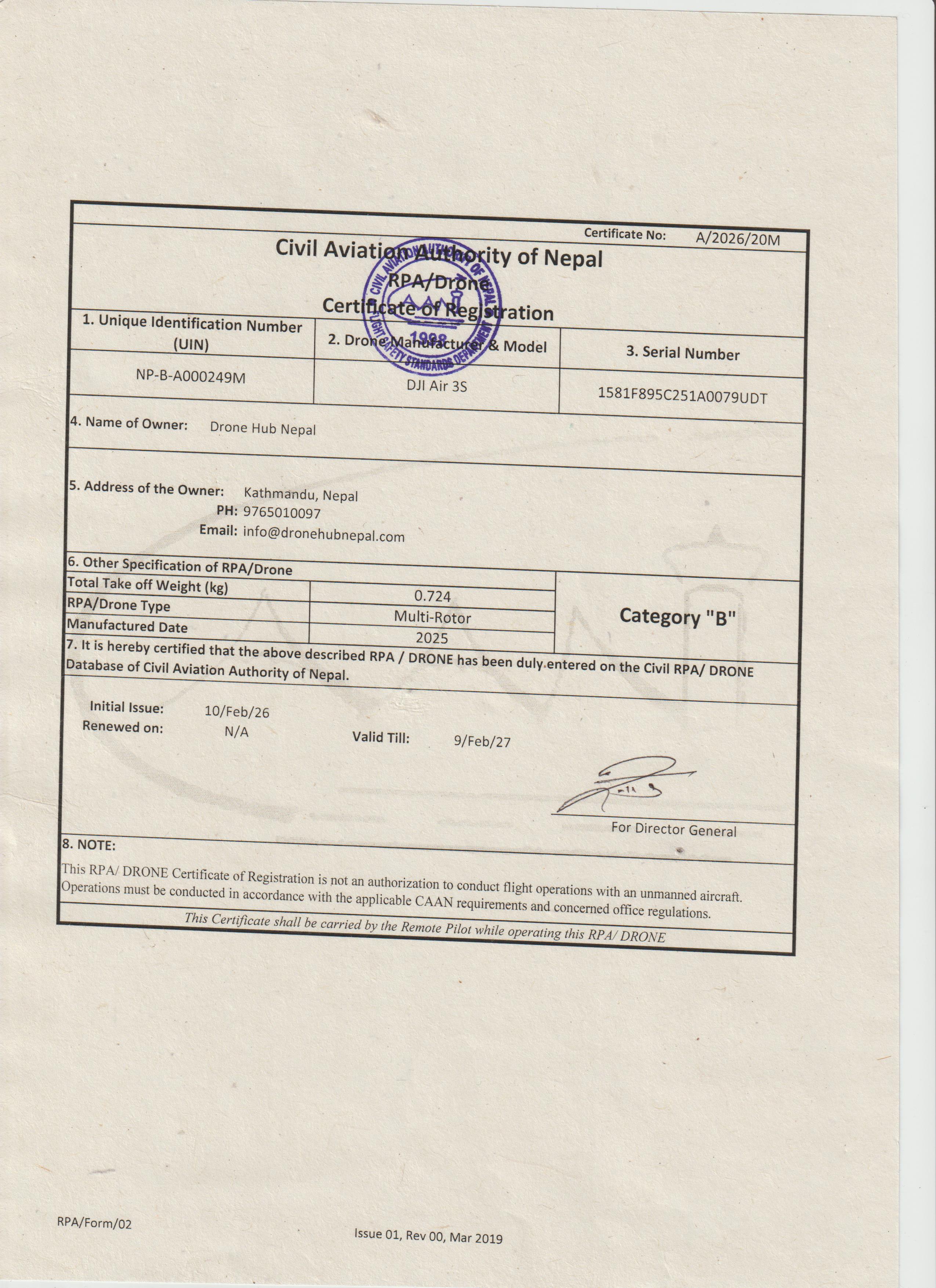 Drone Registration Support